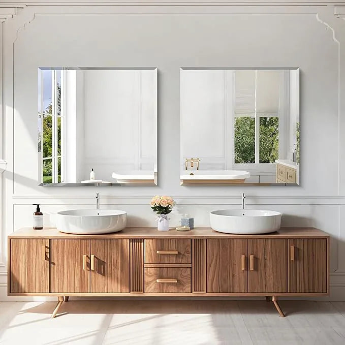 KOCUUY Beveled Mirror, 30x30 Inch Square Frameless Bathroom Mirror for Over Sink, Upgraded Shatterproof Beveled Unframed Design Mirror for Bathroom, Bedroom, Entryway, Hang Horizontal/Vertical - ModernBath