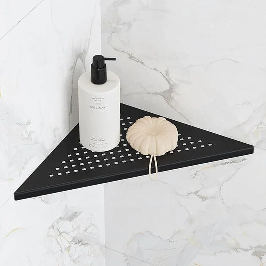 Bathroom Corner Shelf, Recessed 10" Shower Shelf Caddy, SUS304 Stainless Steel Shelf Wall Mount Triangular, No Drilling, Matte Black - ModernBath