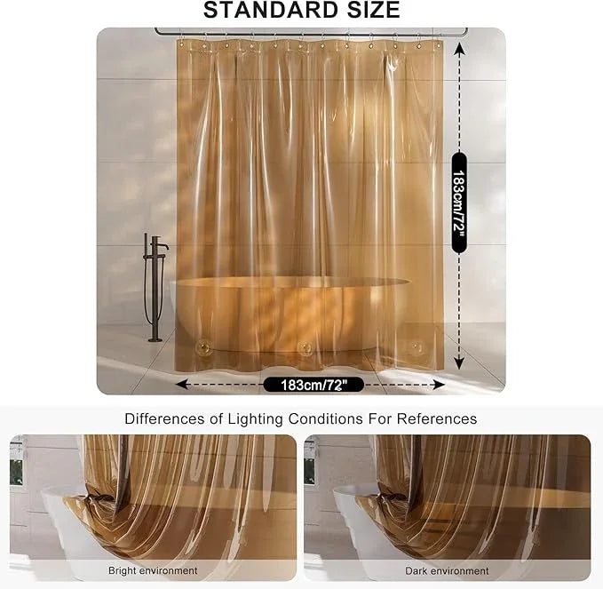 AmazerBath Shower Curtain Liner, EVA Clear Orange-Brown Heavy Duty Shower Curtain and Liner 2-in-1, 72x72 Luxury Plastic Weighted Bathroom Shower Liner, 12 Rustproof Grommets & 3 Heavyweight Stones - ModernBath