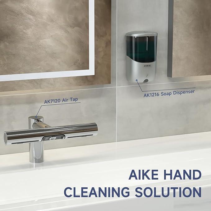 AIKE Liquid Automatic Wall Mount Soap Dispenser,Battery Operated Model AK1216,Silver - ModernBath