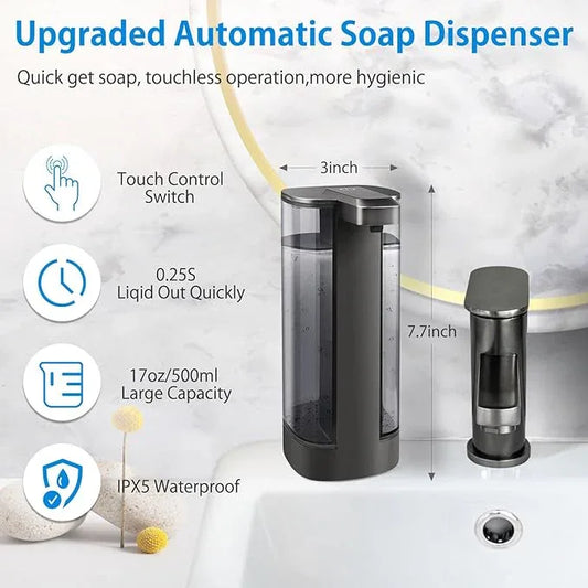 Automatic Liquid Soap Dispenser, Rechargeable, Touchless, 17oz/500ml with 4 Adjustable Soap Levels, Wall Mount & Waterproof, Liquid Hand/Dish Soap Dispenser for Bathroom Kitchen - ModernBath