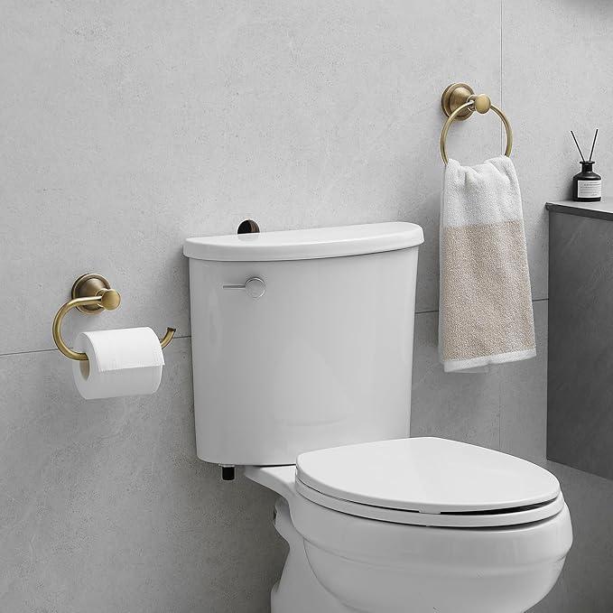 Hoimpro Antique Brass Towel Ring Toilet Paper Holder 2 Set, Double Bathroom Hardware Fixtures Toilet Roll Tissue Holder, Hand Towel Bar Towel Rack Rv Accessories, Sus304 Stainless Steel, Wall Mount - ModernBath