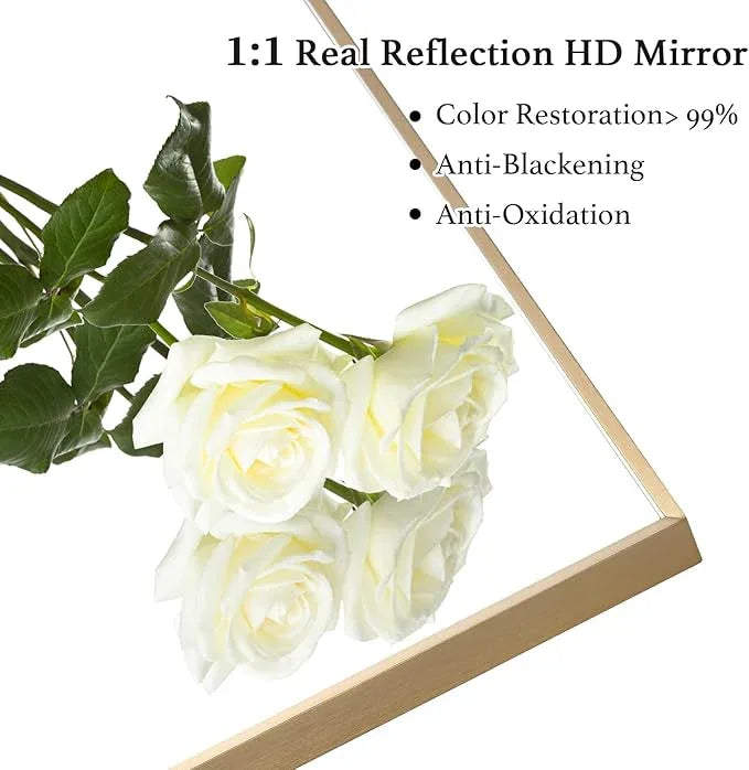 LEDLUX 30x36 Inch Gold Bathroom Mirror - Copper-Free Mirror, Aluminum Alloy Frame Vanity Rectangle Wall Mounted Modern Mirror for Bedroom/Living Room/Porch Horizontal or Vertical - ModernBath