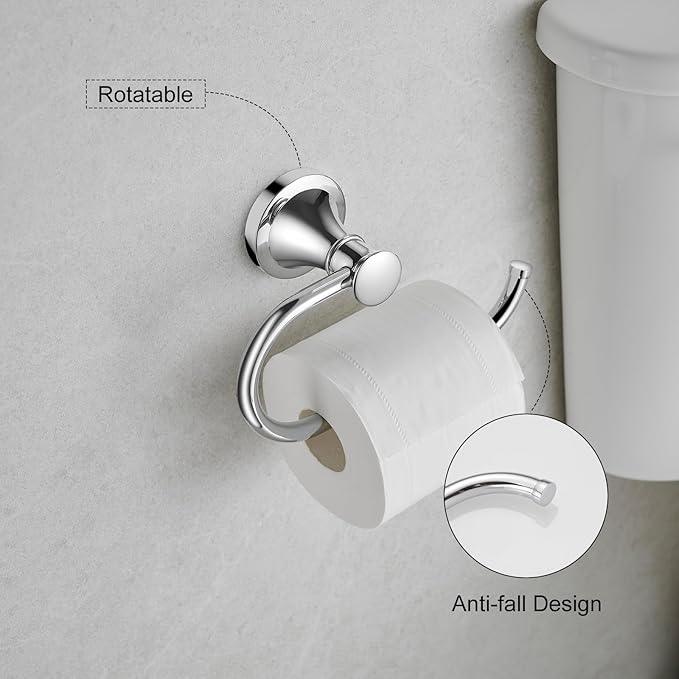 Hoimpro Polished Chrome Towel Ring Toilet Paper Holder Set, 2 PCS Wall Mounted Bathroom Hardware Fixture Toilet Roll Tissue Holder, Hand Towel Bar Towel Rack Bathroom Accessories Set - ModernBath