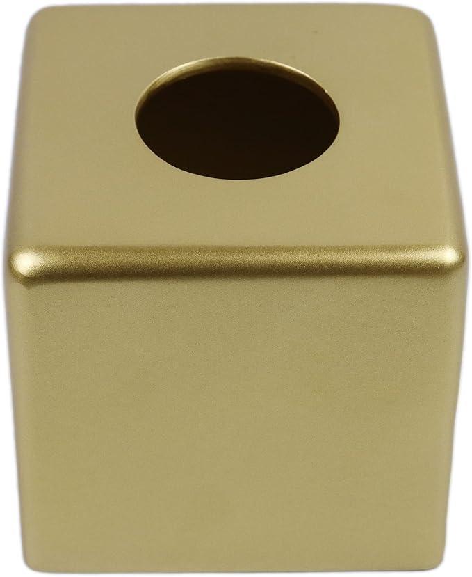 Hymmah Matte Gold Square Tissue Box Cover Holder,Bathroom Accessories Decor Unique Design Tissue Box Cover for Bathroom Vanity Counter Tops for Bedrooms and Living Room - ModernBath