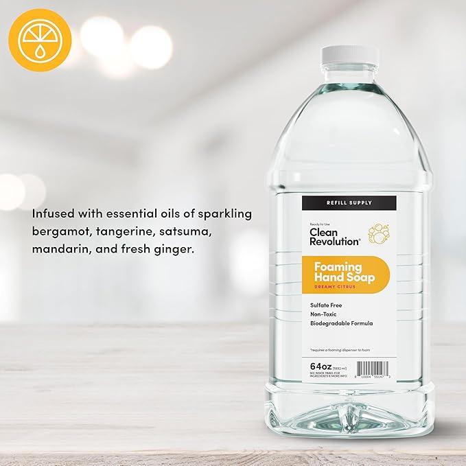 Clean Revolution Foaming Hand Soap Refill Supply Container. Ready to Use Formula. Dreamy Citrus Fragrance, 64 Fl Oz - Made in USA - ModernBath