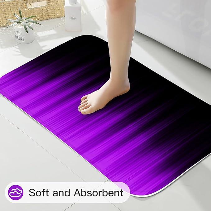 Litabel 4 Pcs Purple and Black Gradient Shower Curtain Set with Rugs and Toilet Lid Cover, Modern Simple Waterproof Fabric Bathroom Set, Ombre Stripe Gothic Abstract Bathroom Decor Set Accessories - ModernBath