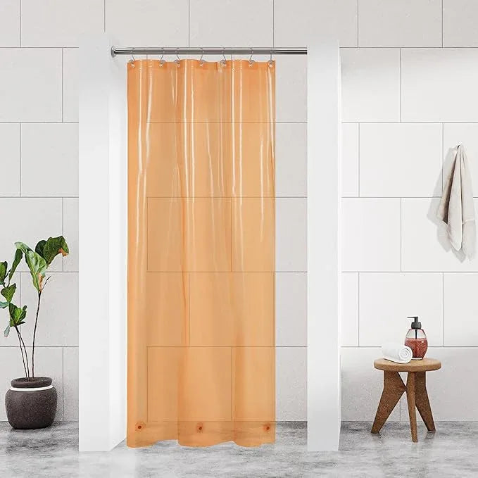Barossa Design Clear Orange Stall Shower Curtain Liner 36" W x 72" H - Waterproof Lightweight PEVA Plastic Narrow Shower Liner for Small Bathroom,3 Bottom Magnets & Metal Grommets - Clear Orange - ModernBath