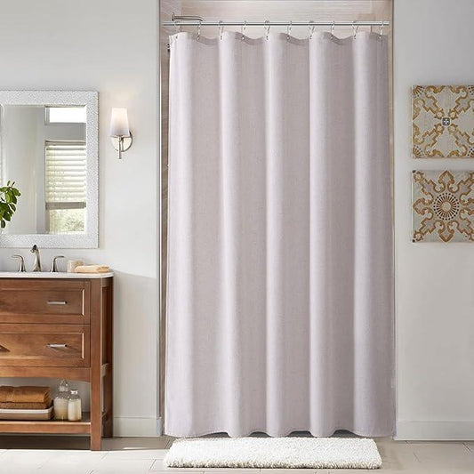 Naturoom Champagne Linen Shower Curtain, Cloth Textured Fabric Shower Curtain Set with Hooks, Simple Elegant Modern Farmhouse Country Ultra Thick Bath Curtains for Bathroom,Water Repellent,60x72 - ModernBath