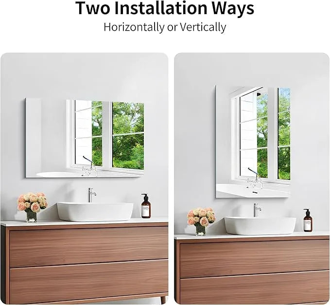 KOCUUY Frameless Mirror, 16"x24" Bathroom Mirror for Over Sink, Unframed Mirrors for Wall Upgraded Shatterproof Design, Modern Decorative for Bedroom, Living Room, Entryway - ModernBath