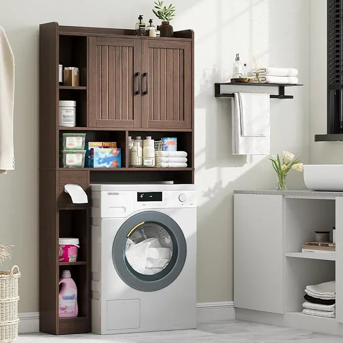 Over The Toilet Storage Cabinet, Farmhouse Storage Cabinet Over Toilet with Barn Door，Home Space-Saving Toilet Rack, for Bathroom, Restroom, Laundry - ModernBath