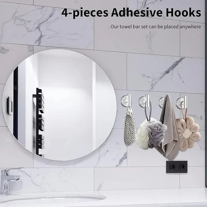 10-Pieces Bathroom Hardware Set, Includes 24 Inch Towel Racks for Bathroom Wall Mounted, Toilet Paper Holder, Towel Hooks for Bathrooms, Towel Rings for Bathroom Wall (Brushed Nickel) - ModernBath