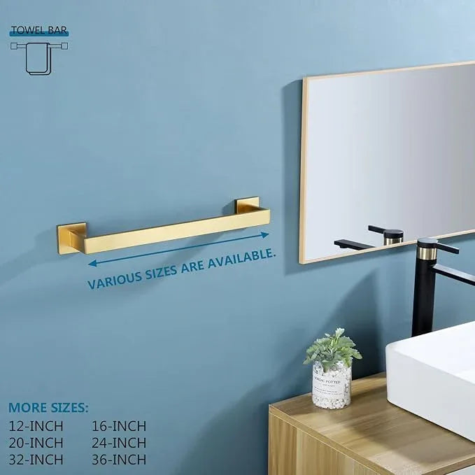 KOKOSIRI Bath Towel Bar Kitchen Dish Cloths Hanger 16 Inch Hand Towel Holder Stainless Steel Wall Mounted, Brushed Gold, B4003BG-L16 - ModernBath