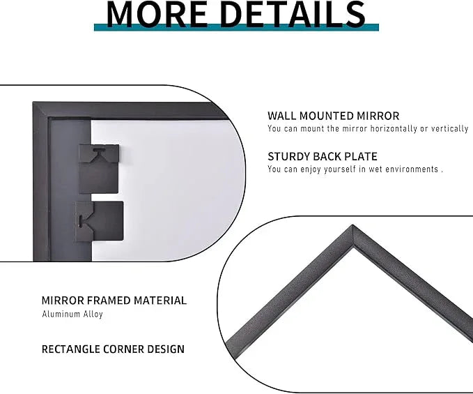 DESBING Black Bathroom Mirror for Wall, 30x40 Inch Rectangle Mirrors with Metal Frame, Modern Vanity Wall Mirror Decor for Entryway Hangs, Bathroom, Living Room Horizontal or Vertical - ModernBath
