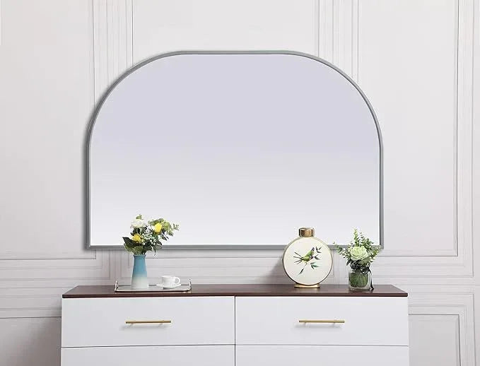 Illuminate, Metal Frame Arch Mirror 36X24 Inch in, Modern, Silver - ModernBath