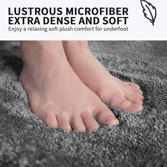 FIFU Bathroom Runner Rug 24" W x 60" L, Bath Mats for Bathroom, Bedroom & Kitchen, Non-Slip Rubber Latex Backing, Comfort & Soft Shower Bathmat & Carpet for Sink, Home & Hallways, Dark Gray - ModernBath