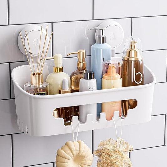 TAILI Shower Caddy Suction Cup, Heavy Duty Bathroom Organizer, Removable Shelves for Inside Shower, Shampoo, Waterproof Suction Plastic Storage for Bathroom Accessories Holder, White - ModernBath