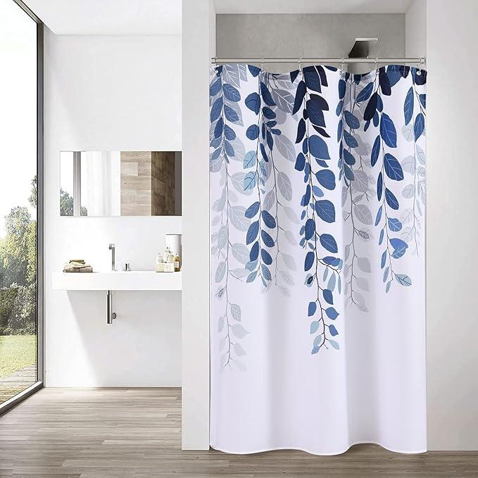 BOODII Blue Stall Size Shower Curtains 36x72 inch Spring Eucalyptus Shower Stall Curtain for Bathroom Slub Texture Bath Curtain Floral Leaves Botanical Set Natural Bathroom Decor - ModernBath