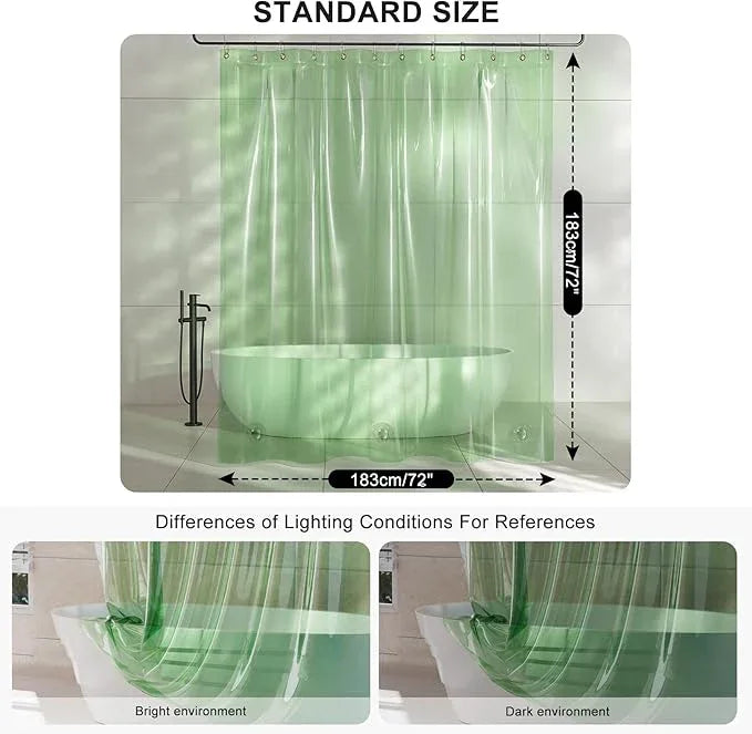 AmazerBath Heavy Duty Shower Curtain and Liner 2-in-1, 100% EVA Luxury Soft Clear Mint Green Shower Curtain Liner, 72x72 Plastic Weighted Shower Curtain, 12 Rustproof Grommets & 3 Heavyweight Stones - ModernBath