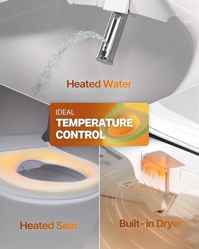 Coway Electronic Bidet Elongated Toilet Seat with Instantaneous Water Heating, Heated Seat and Dryer, Soft Close Lid, Stainless Nozzle, Self Cleaning, Remote Control 400S - ModernBath