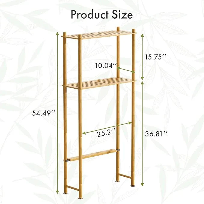 AmazerBath Bamboo Over The Toilet Storage Shelf, 2-Tier Over Toilet Organizer Rack, Freestanding Above Toilet Shelf for Bathroom, Laundry, Space Saver, Natural Color - ModernBath