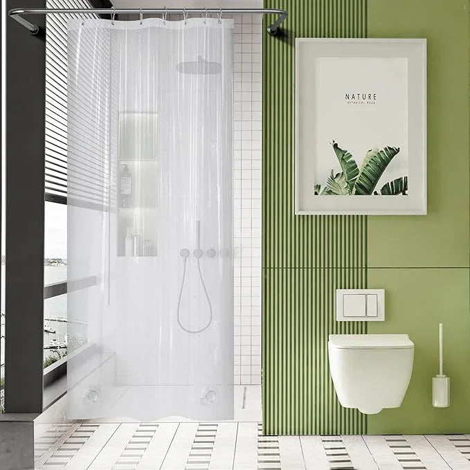 AmazerBath Stall Shower Curtain Plastic, Small Shower Curtain Clear 40 x 72, Stand Up Shower Curtain Thick PEVA, Heavy Duty Shower Curtain Stall Size with 2 Weighted Stones and 7 Grommet Holes - ModernBath