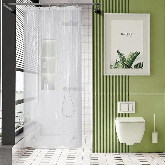 AmazerBath Stall Shower Curtain Plastic, Small Shower Curtain Clear 40 x 72, Stand Up Shower Curtain Thick PEVA, Heavy Duty Shower Curtain Stall Size with 2 Weighted Stones and 7 Grommet Holes - ModernBath