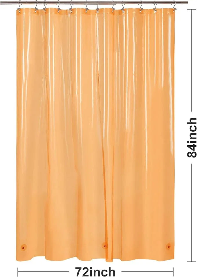 Barossa Design Extra Long Shower Curtain Liner with 3 Magnets - 72" x 84" XL, Waterproof PEVA Lightweight Shower Liner for Bathroom, PVC Free, Metal Grommets - Clear Orange, 72x84 - ModernBath