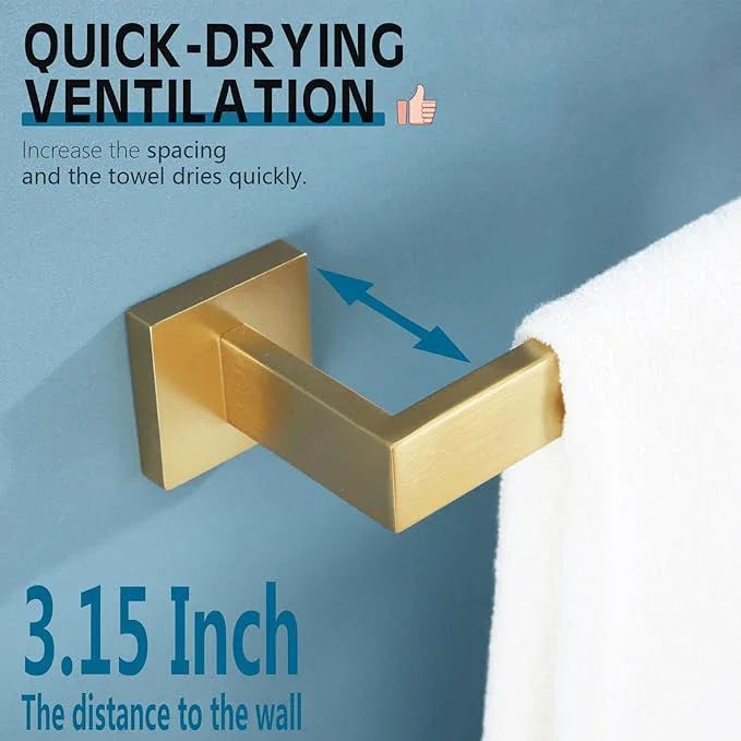 KOKOSIRI 32 Inch Gold Bath Towel Bar Bathroom Towel Rack Towel Holder Shower Hand Towel Hanger,Total Length 33.3 Inch, Brushed Gold, B4003BG-L32 - ModernBath