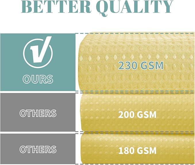 eachope Yellow No Hook Waffle Weave Shower Curtain with snap-in Liner Replacement, 230GSM Waterproof Fabric Hotel Shower Curtain Set for Bathroom, Through Mesh Top Window,71Wx74H - ModernBath