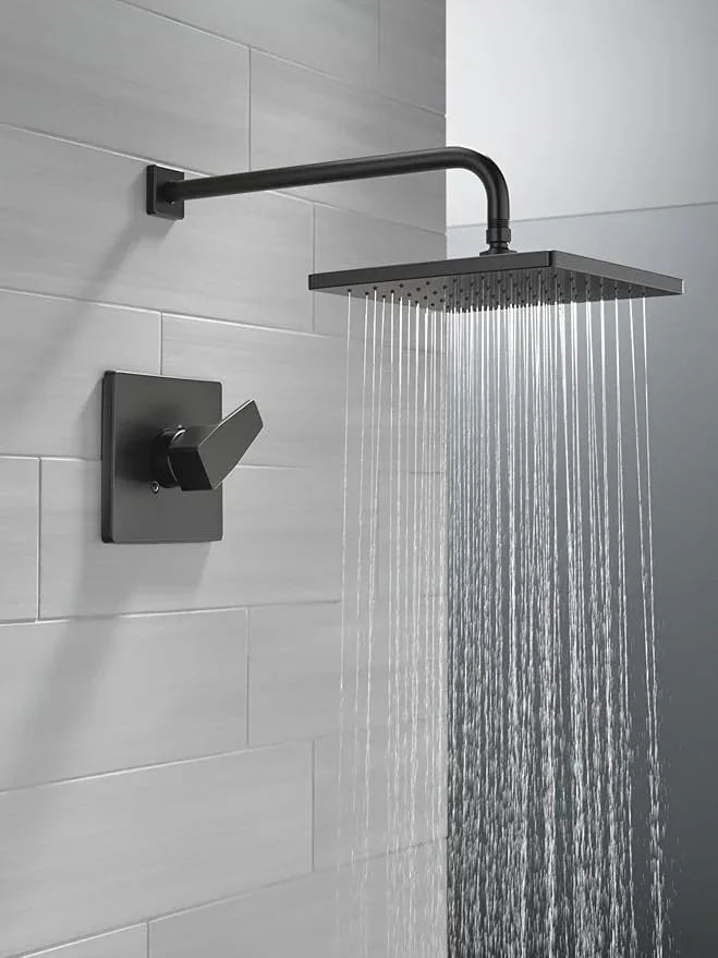 Delta Modern 14 Series Square Rain Shower Faucet Set, Matte Black Shower Head and Handle Set, Valve Trim Kit, Matte Black T14268-BL-PP (Valve Not Included) - ModernBath