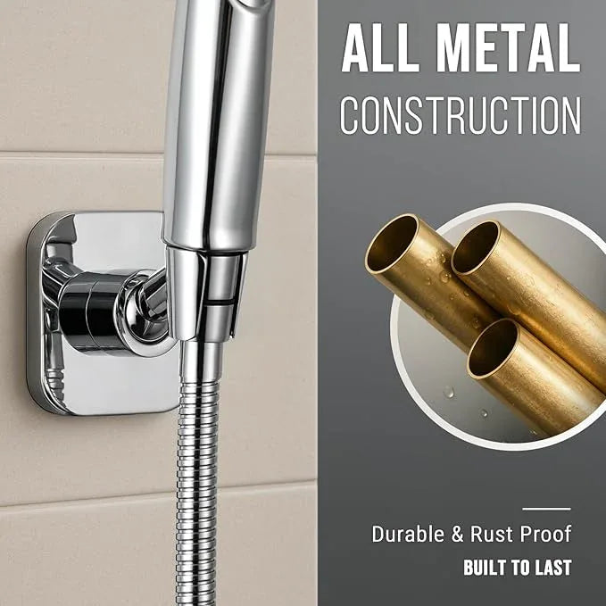 G-Promise All Metal Handheld Shower Head Holder, Adjustable Wall Mount Shower Wand Bracket, Strong Adhesive Disc Mount or Drill Installation (Chrome) - ModernBath