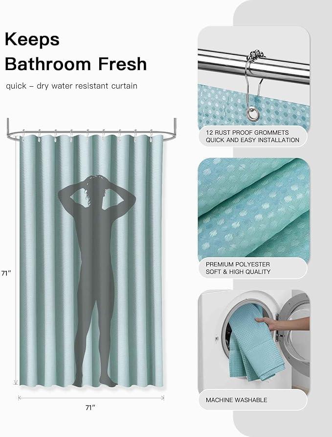 IMAVO Blue Bathroom Accessories,Non Slip Absorbent Bathroom Rugs and Waterproof Shower Curtain with Hooks,Complete Bathroom Set for Bathroom Décor - ModernBath