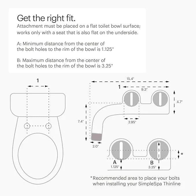 Brondell Bidet Attachment for Toilet SS-250 SimpleSpa Fresh Water Spray with Adjustable Water Pressure Side Arm Control, Slim Bidet Sprayer, Silver Knob (Dual Nozzle) - ModernBath