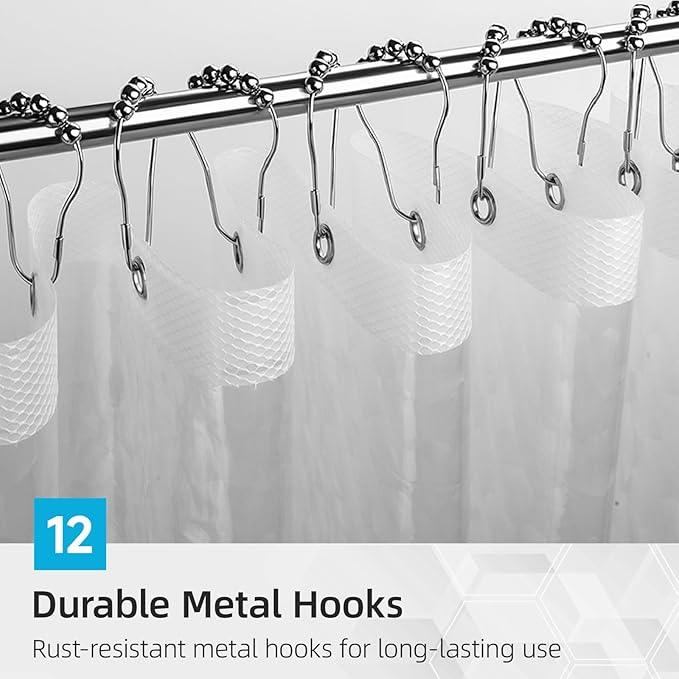 HOUSEWELL 3D Water Cube Shower Curtain 72x72 Clear, 8G Heavy-Duty Thick PEVA Waterproof Bathroom Shower Curtain Liner with 3 Bottom Magnets and 12 Hooks - ModernBath