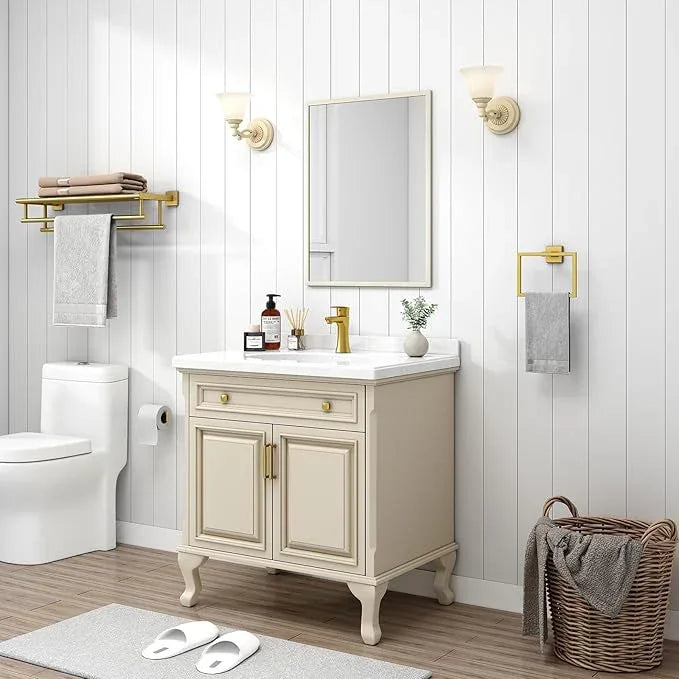 Angle Simple Hand Towel Holder Deep Brassy Gold, SUS 304 Stainless Steel Square Towel Ring for Bathroom Wall, 7.09 Inches - ModernBath