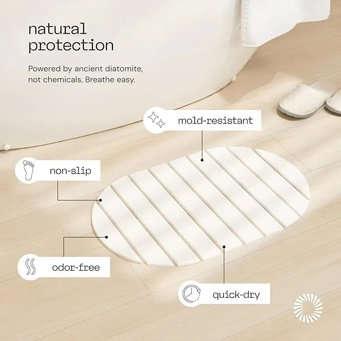 Foldable Stone Bath Mat Large - 24’’ x 15’’ Natural Diatomaceous Earth Bath Mat Stone Absorbing - Fast Drying Stone Mat Bathroom - Large Bath Stone Mat for Bathroom Floor - Milk Color - ModernBath