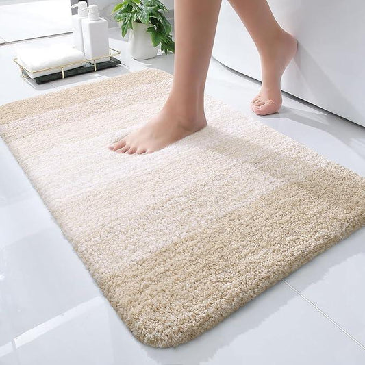 OLANLY Bathroom Rugs Mat 24x16, Extra Soft Absorbent Microfiber Bath Rugs, Rubber Backing, Quick Dry, Machine Washable Bath Mats for Bathroom Floor, Tub and Shower, Home Decor Accessories, Light Beige - ModernBath
