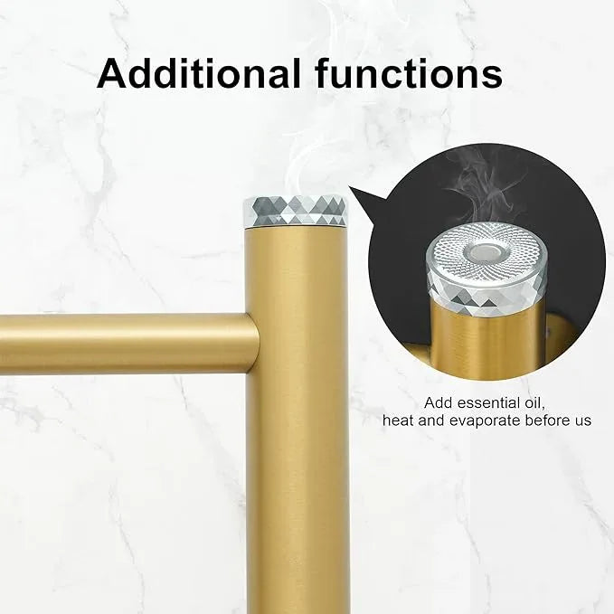Electric Towel Warmer Rack,Heating Towel Warmer,Timer & Temperature Control,Wall-Mounted Plug-in for Bathroom,Gold,Stainless Steel,4-Bar(16.54x23.62x5.51in) - ModernBath