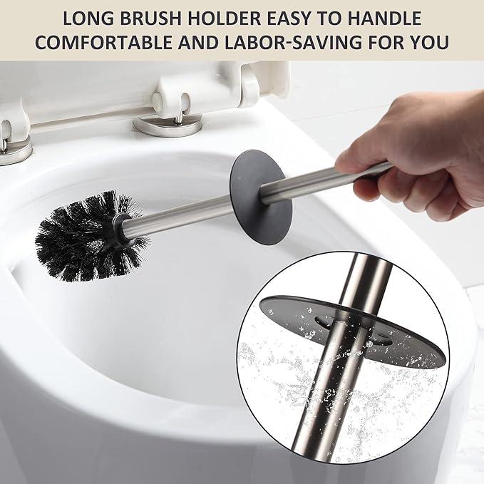 BGL Toilet Brush Holder Freestanding,Brushed Nickel,304 Stainless Steel,SUS304 Toilet Bowl Brush and Holder for Bathroom - Space Saving,Sturdy,Deep Cleaning,Covered Brush - ModernBath