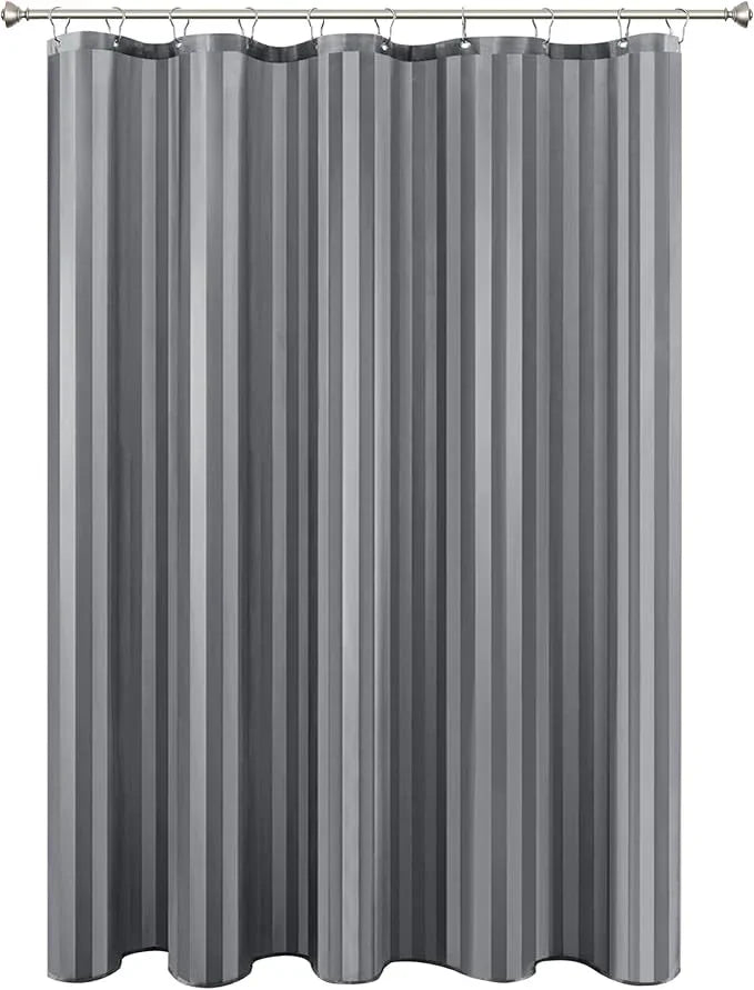 Biscaynebay Fabric Shower Curtain Liner 72" x 72", Dark Grey Water Repellent Stripes Bathroom Curtains Machine Washable - ModernBath