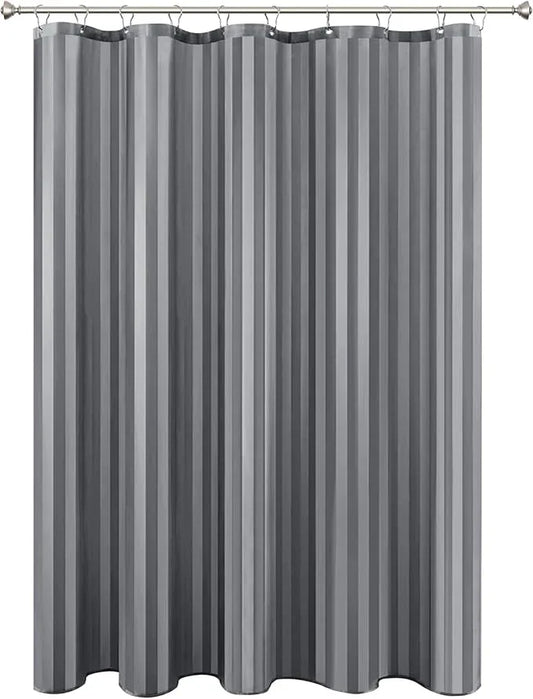 Biscaynebay Fabric Shower Curtain Liner 72" x 72", Dark Grey Water Repellent Stripes Bathroom Curtains Machine Washable - ModernBath