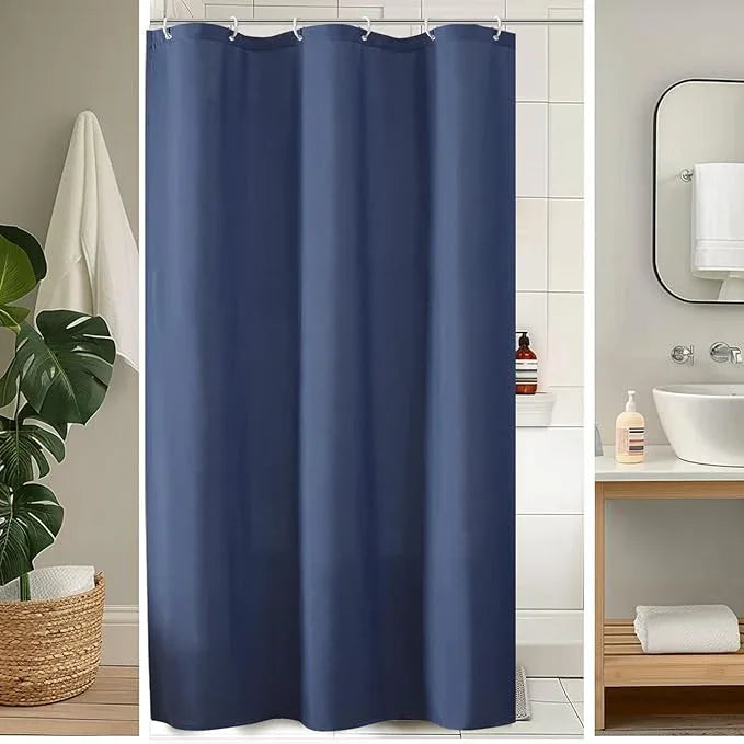 OVZME Zora 36 x 72 Inch Stall Fabric Shower Curtain - Soft Small Shower Curtain for Bathroom for Narrow Stall Size, Machine Washable Water Resistance, Hotel Style, Dusty Blue - ModernBath