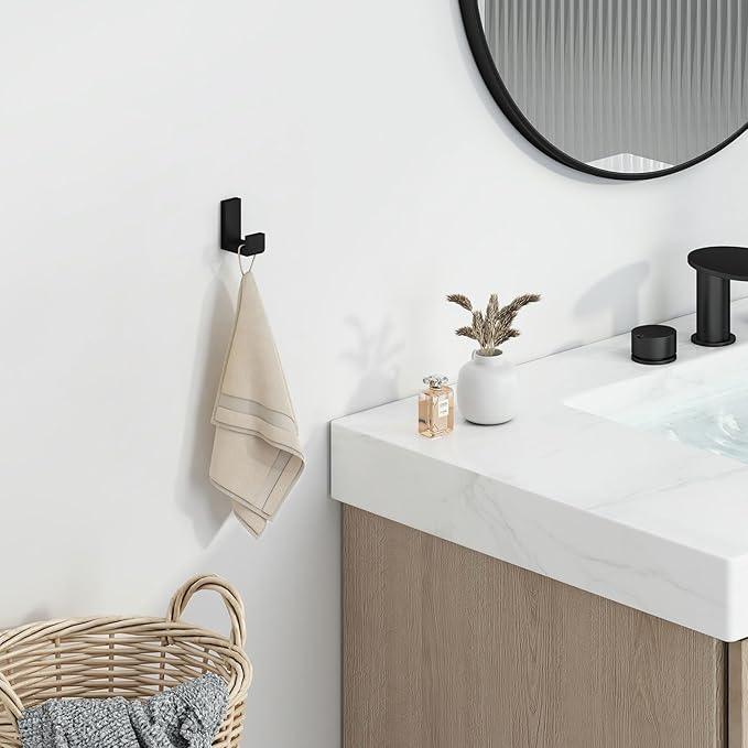 Angle Simple Towel Hook for Bathroom, SUS 304 Stainless Steel Compact Shower Robe Coat Wall Hook, Matte Black - ModernBath