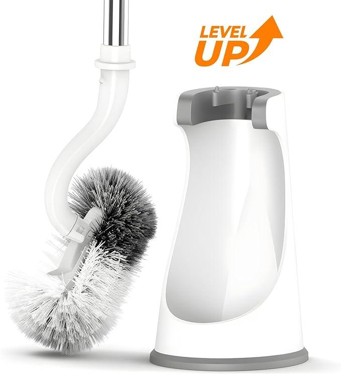 Lefree Toilet Brush and Holder Set, Bathroom Cleaner Brush Set, Curved Design, Non-Slip Handle Toilet Bowl Brush with Curved Bristle for Dead Corner Clean, RV Bathroom Accessories Toilet Scrubber - ModernBath
