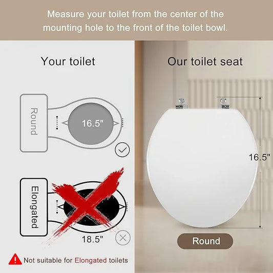 White Round Toilet Seat Natural Wood Toilet Seat with Zinc Alloy Hinges, Easy to Install also Easy to Clean, Scratch Resistant Toilet Seat by Angol Shiold (Round, White) - ModernBath