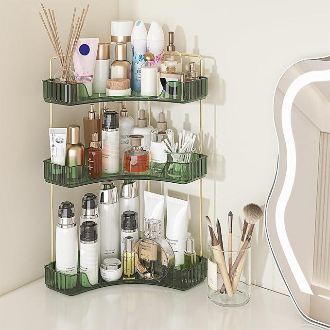 Webetop Corner Bathroom Counter Organizer, Bathroom Makeup Countertop Organizer, Corner Storage Organizers for Vanity, Bathroom，Dresser, Cosmetic, Kitchen Spice Rack Green - ModernBath