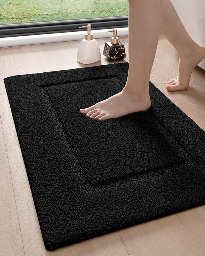 DEXI Bathroom Rugs 36x24, Washable Non Slip Bath Mat for Shower Floor, Absorbent Quick Dry Bathmat with Rubber Backing, Ultra Soft Plush Carpet for Tub, Black - ModernBath