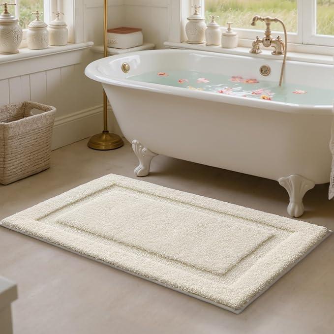 LUMI Ultra Soft Bathroom Rugs Non Slip with Rubber Backing, Absorbent Washable Bath Mat Quick Dry, Upgraded Premium Microfiber Plush Carpet for Bathtub and Shower Floor, Ivory White, 24x43 - ModernBath