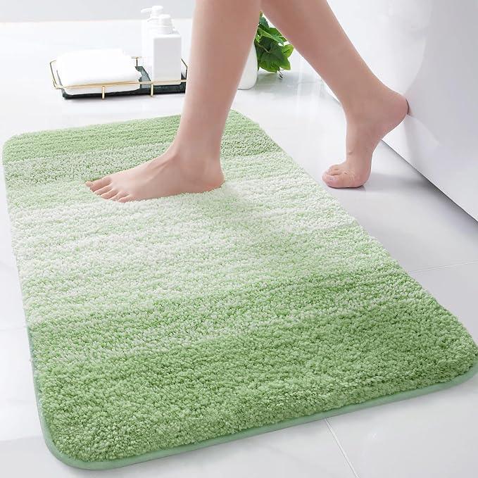 Arotive Microfiber Bathroom Rugs, Shaggy Soft and Absorbent Bath Rug, Non-Slip, Thick Plush Machine Washable Dry Bath Mats for Bathroom, Tub and Shower, 24x16, Sage Green, Rectangular - ModernBath